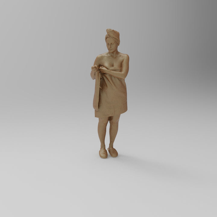 SW1141 Girl in Bathrobe and Towl on Hair