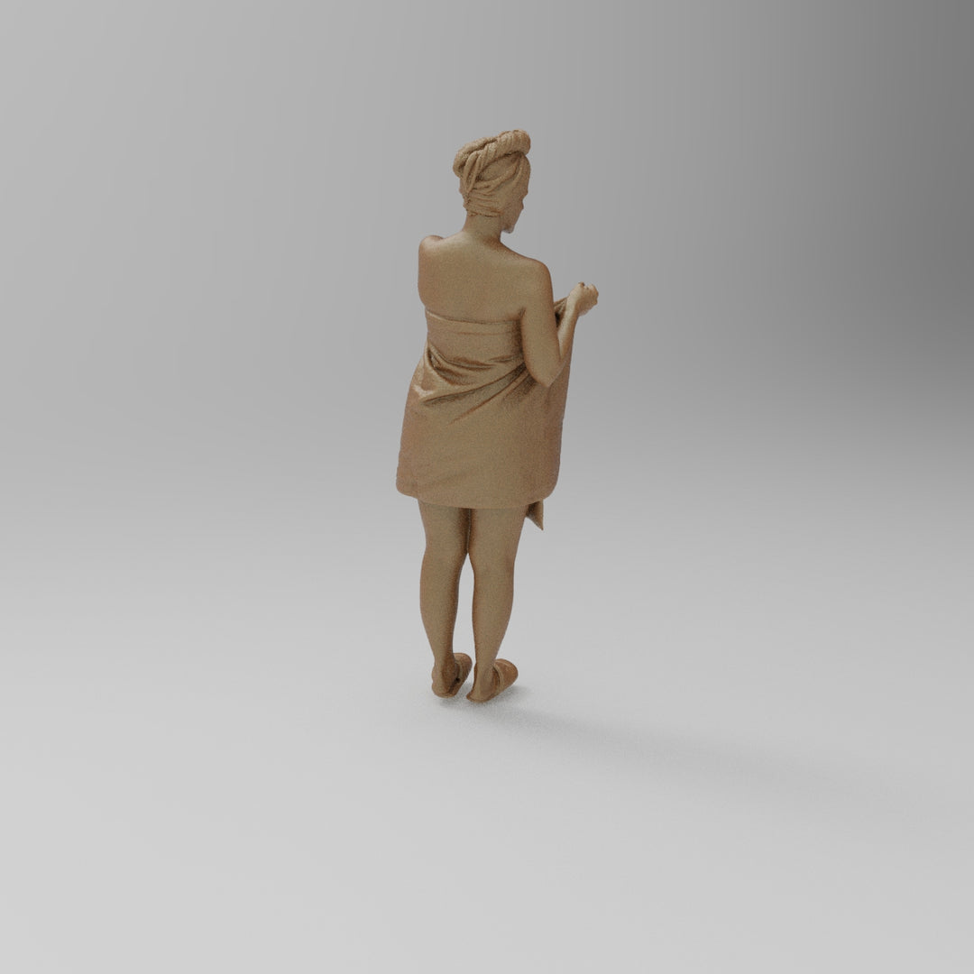 SW1141 Girl in Bathrobe and Towl on Hair