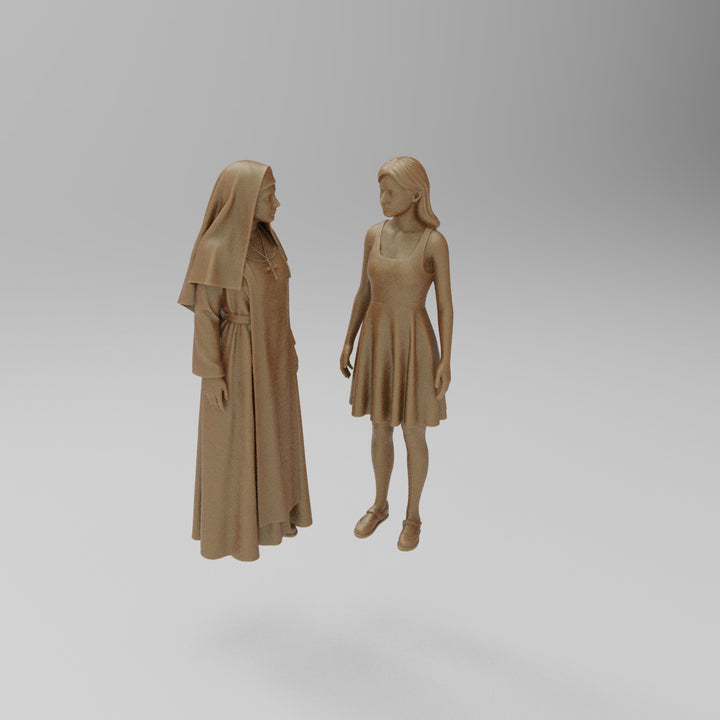 SW8056 Nun Talking to Young Girl