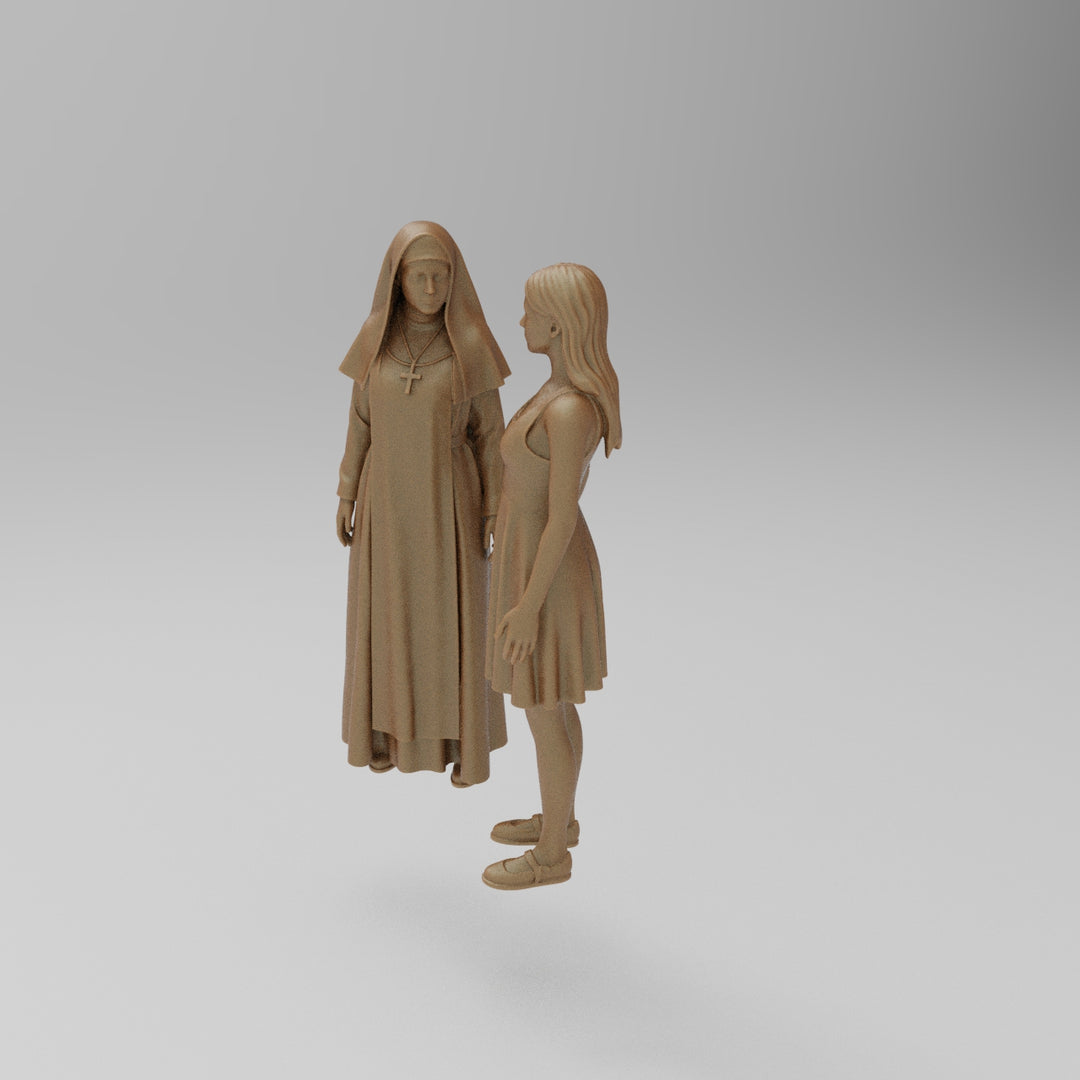 SW8056 Nun Talking to Young Girl