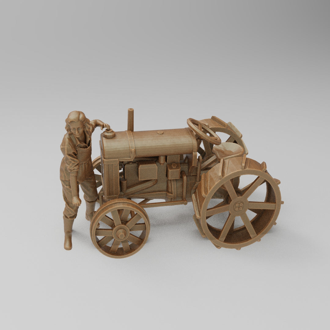 SW2140 Farmer and Girl Starting Old Tractor Scene