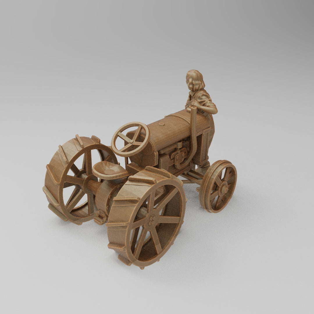 SW2140 Farmer and Girl Starting Old Tractor Scene