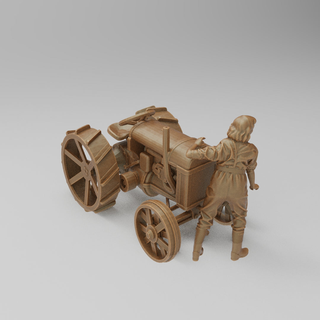 SW2140 Farmer and Girl Starting Old Tractor Scene