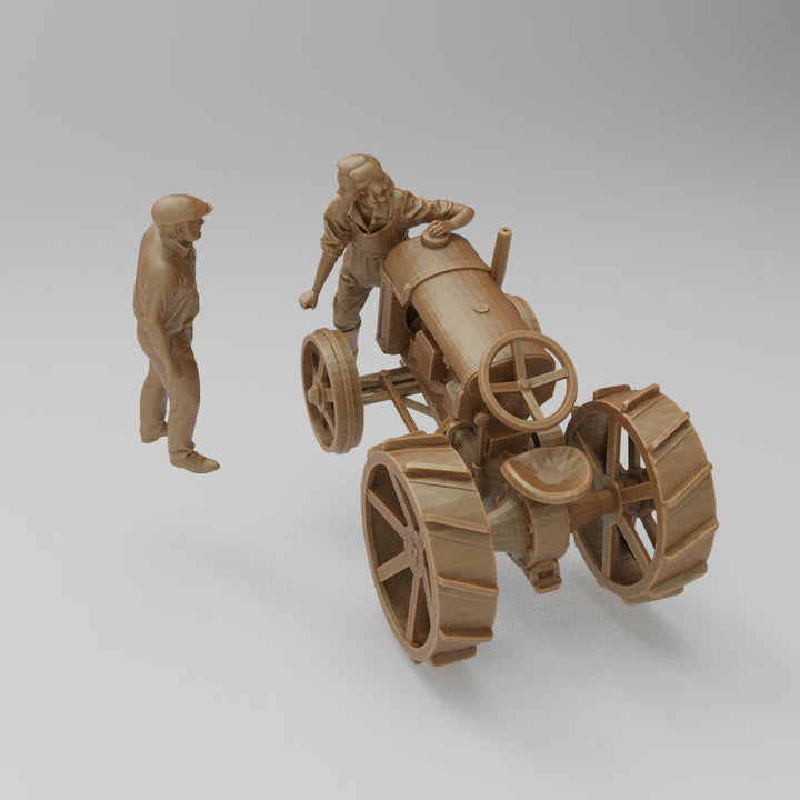 SW2140 Farmer and Girl Starting Old Tractor Scene