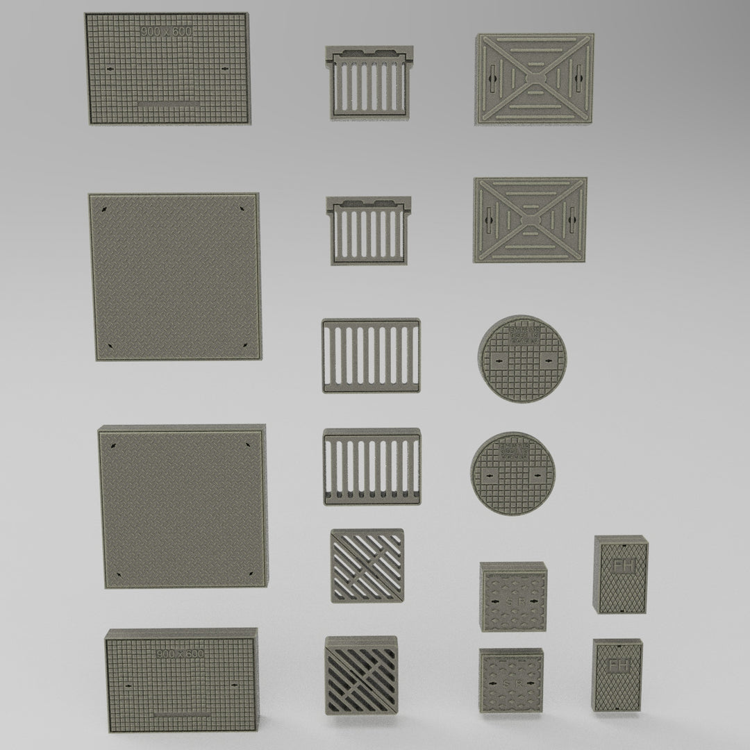 SW3072 Group of Manholes/Drain Covers 2 of Each
