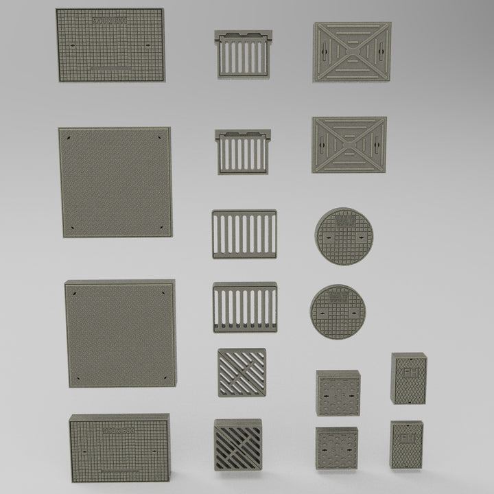 SW3072 Group of Manholes/Drain Covers 2 of Each