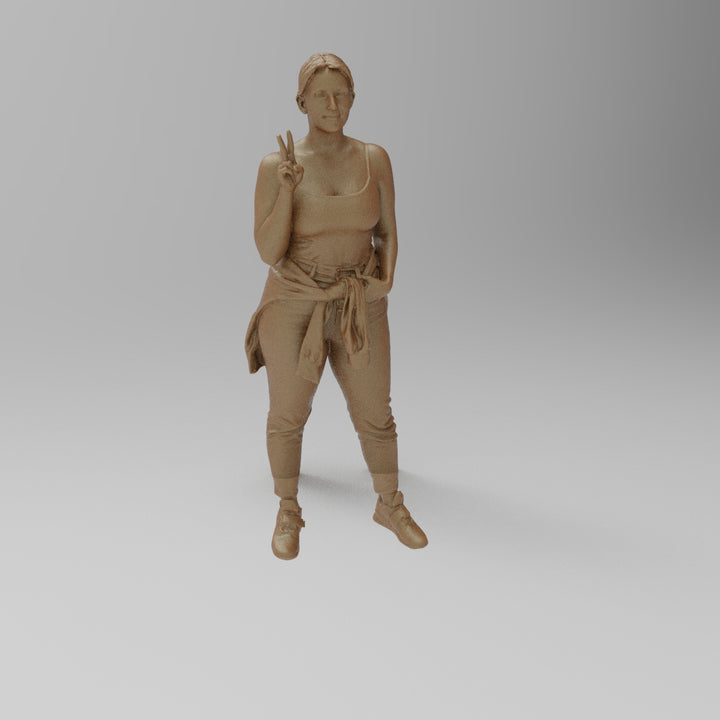 SW1143 Girl in T Shirt - Peace Fingers