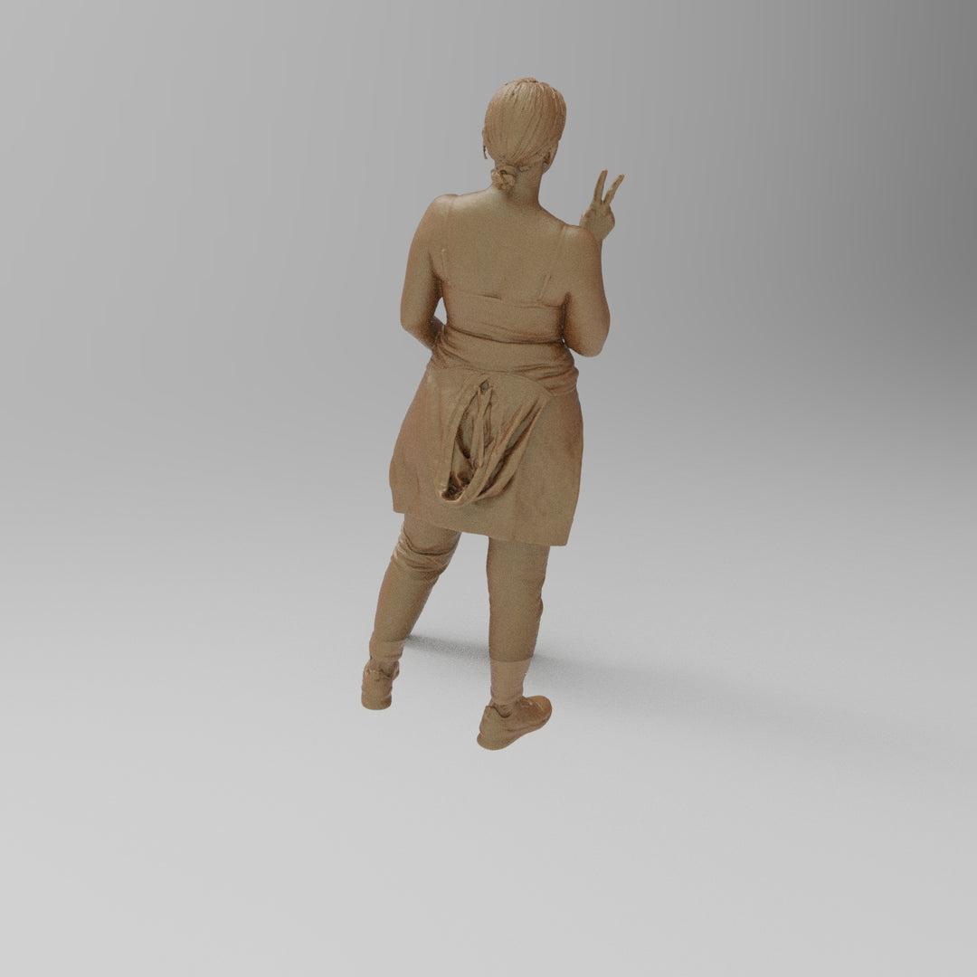 SW1143 Girl in T Shirt - Peace Fingers