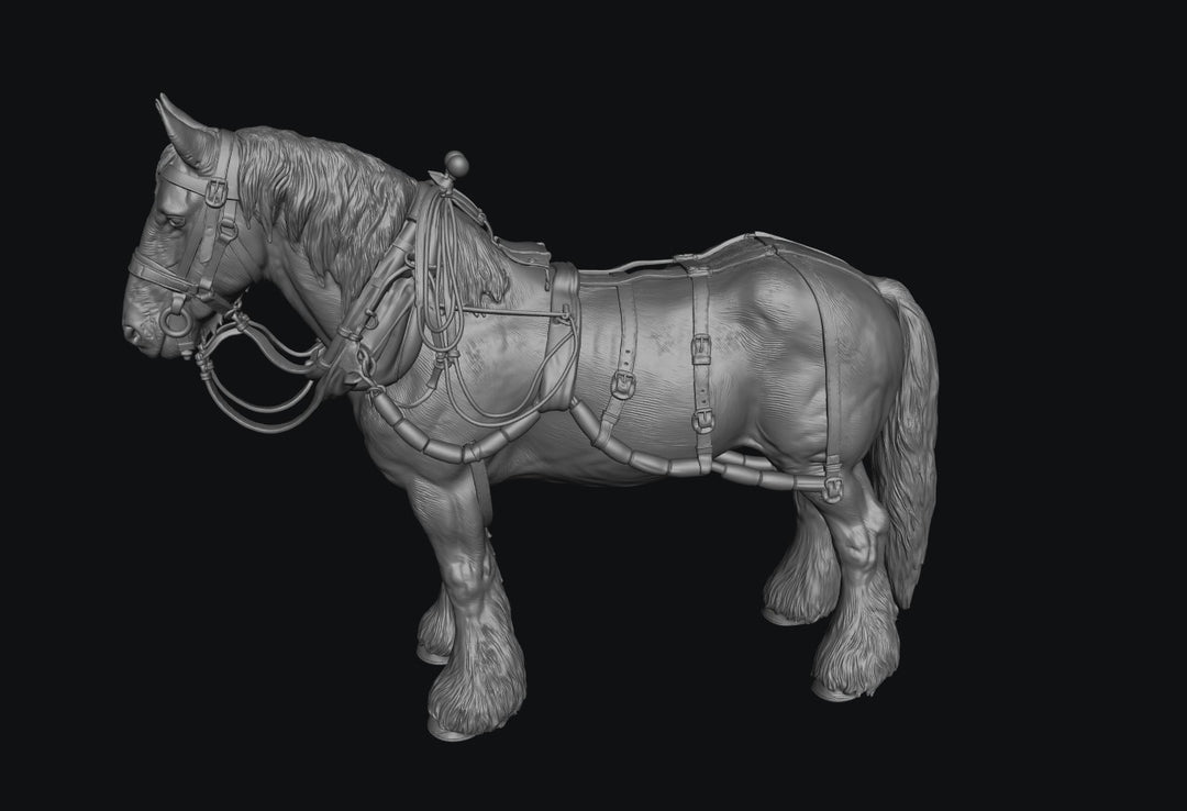 SWF004 Shire Horse A with Canal Boat Pulling Harness