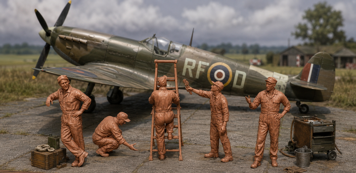 SW9283 WW2 Allied Ground Crew - Climbing Ladder