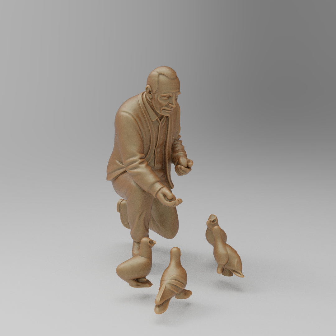 SW4428 1970s Street Scene Man feeding Pigeons