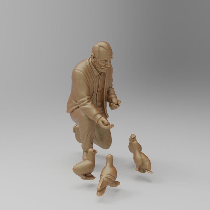 SW4428 1970s Street Scene Man feeding Pigeons