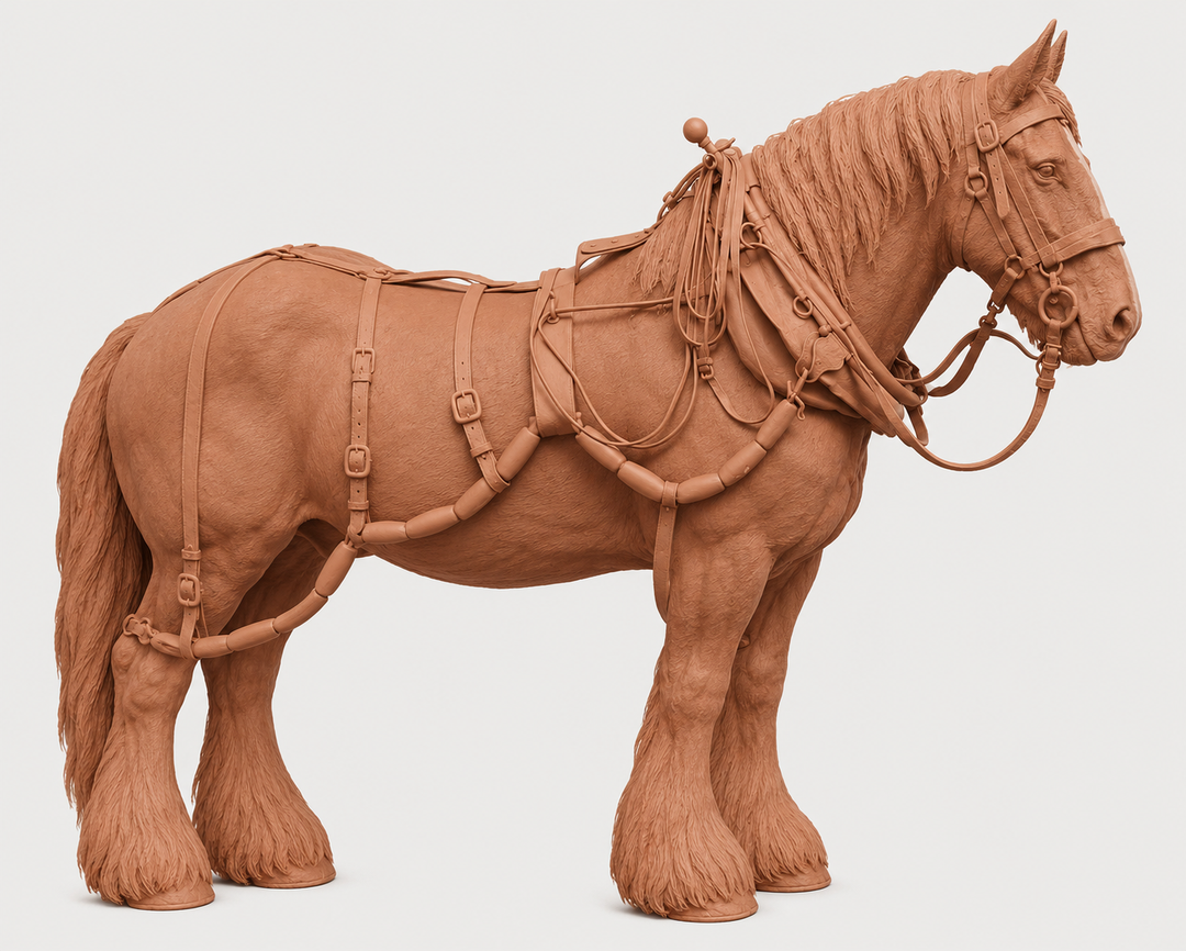 SWF004 Shire Horse A with Canal Boat Pulling Harness