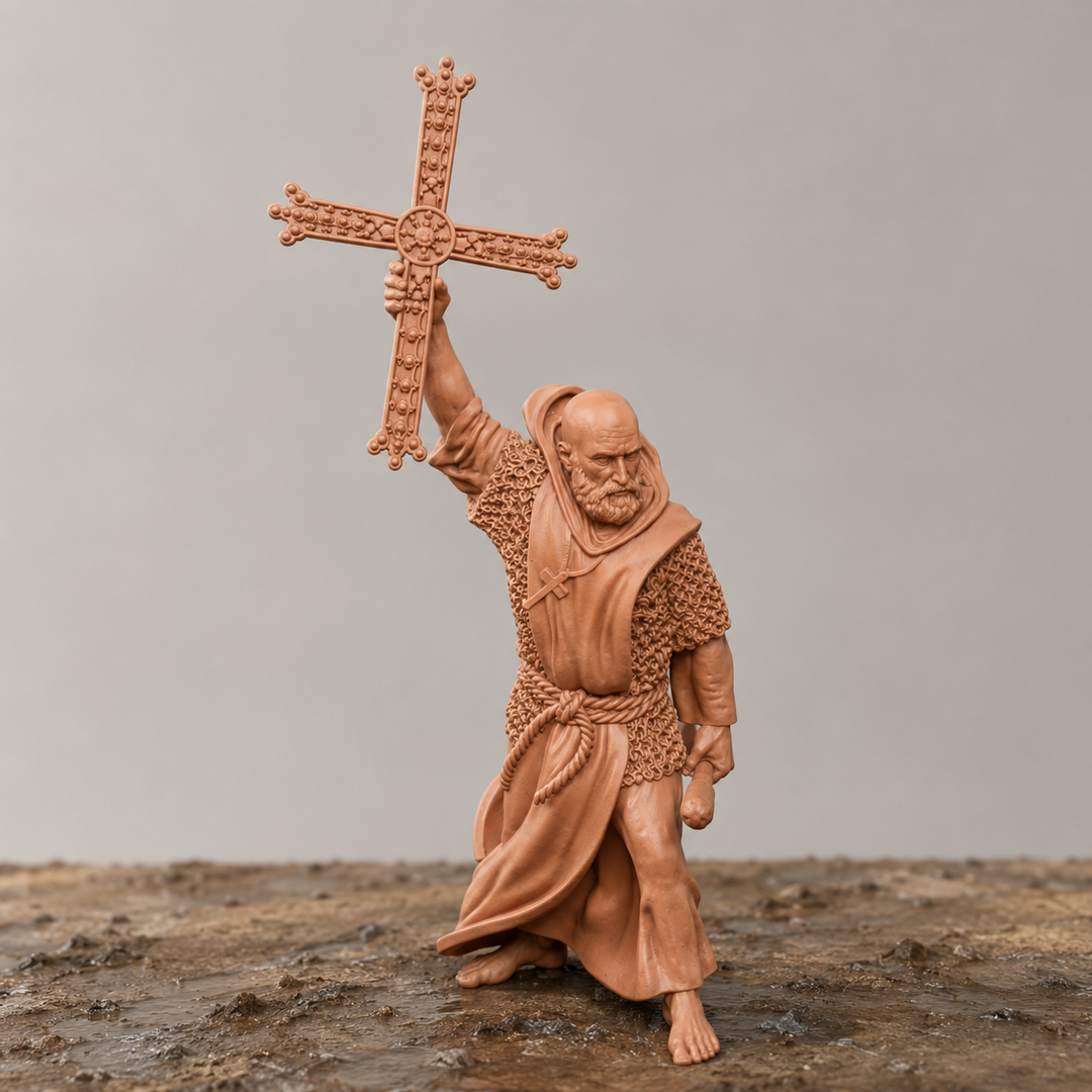 SWM069 Medieval Priest - Holding the Cross of Pelayo