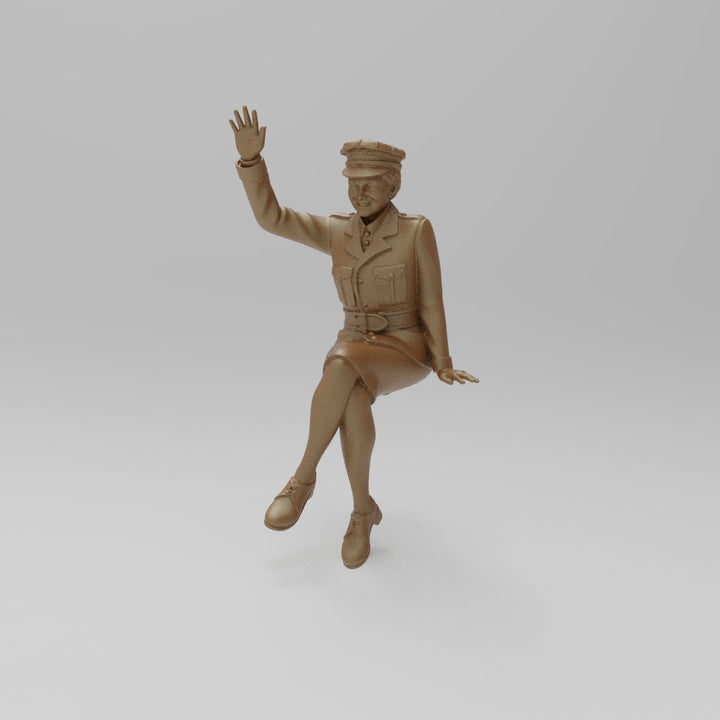 SW1154A WW2 Military Girl Sitting/Waving