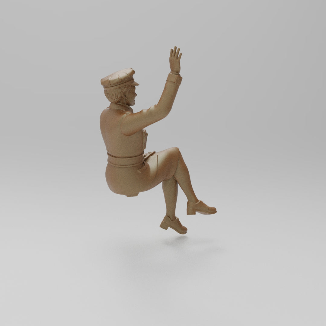 SW1154A WW2 Military Girl Sitting/Waving