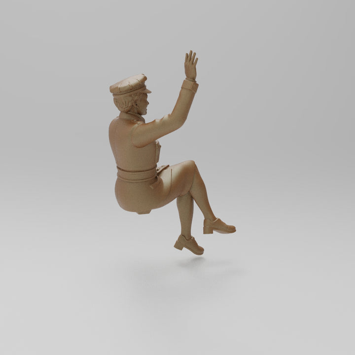 SW1154A WW2 Military Girl Sitting/Waving