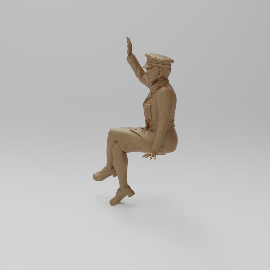 SW1154A WW2 Military Girl Sitting/Waving