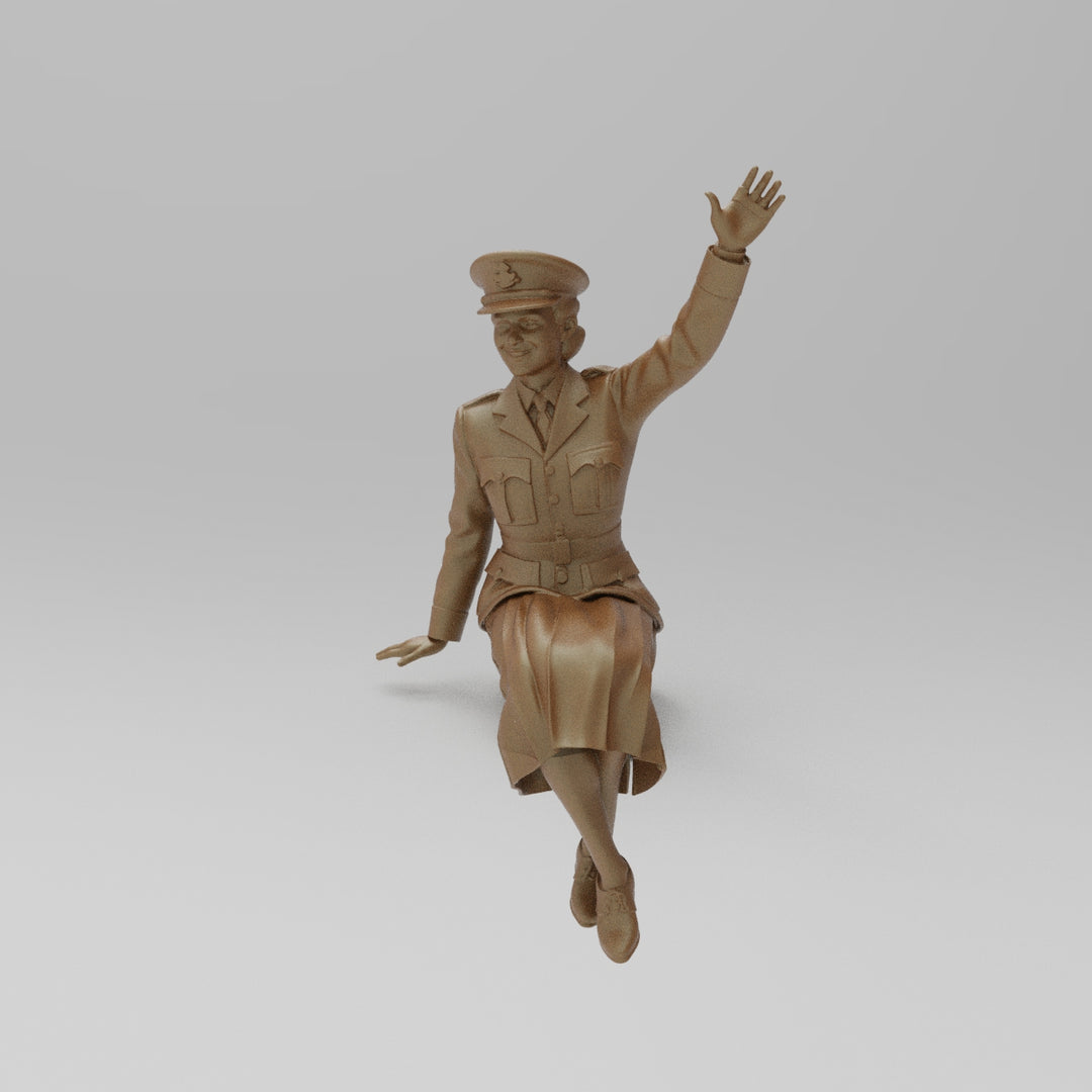 SW1154B WW2 Military Girl Sitting/Waving