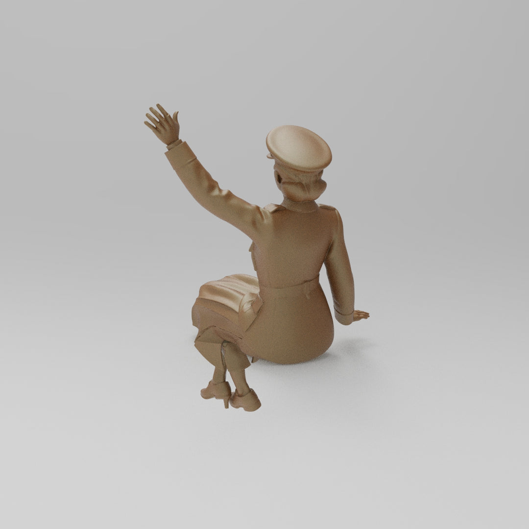 SW1154B WW2 Military Girl Sitting/Waving