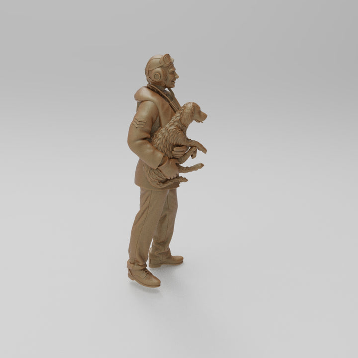 SW1154 WW2 RAF Sergeant Aircrew Holding Dog