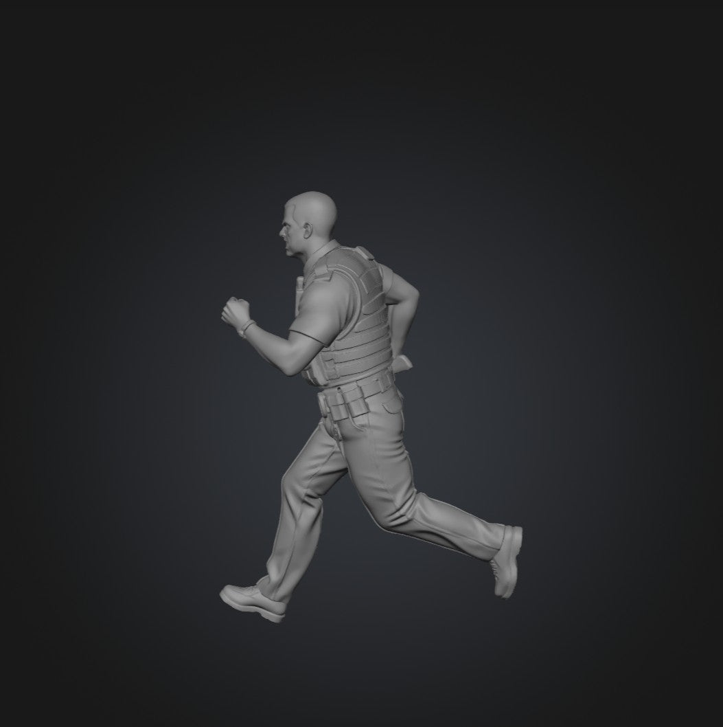 SW9223 Policeman Running and Shouting