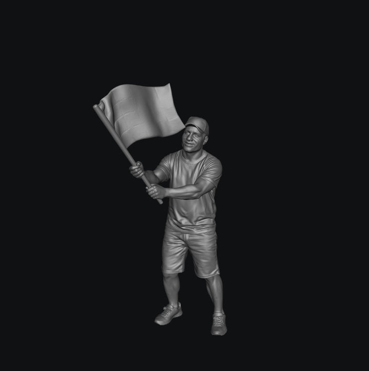 WOSC001 - Race Day Spectator - Male Waving Medium Flag