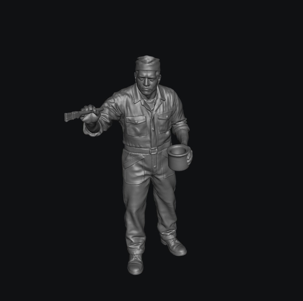 SW8244 WW2 Allied Air Force Ground Crew Standing Painting