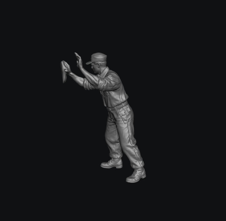 SW8244 WW2 Allied Air Force Ground Crew Standing Scrubbing with Cloth