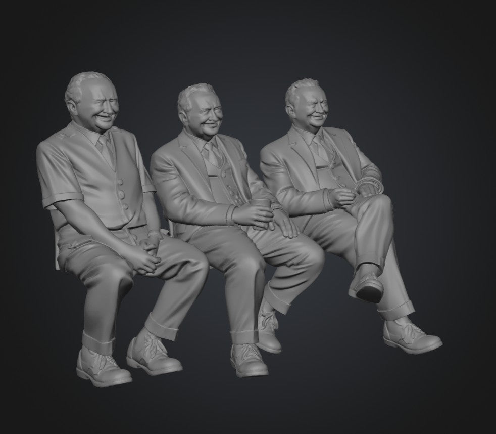 SW9284 3 Male Station Staff Sitting on a break