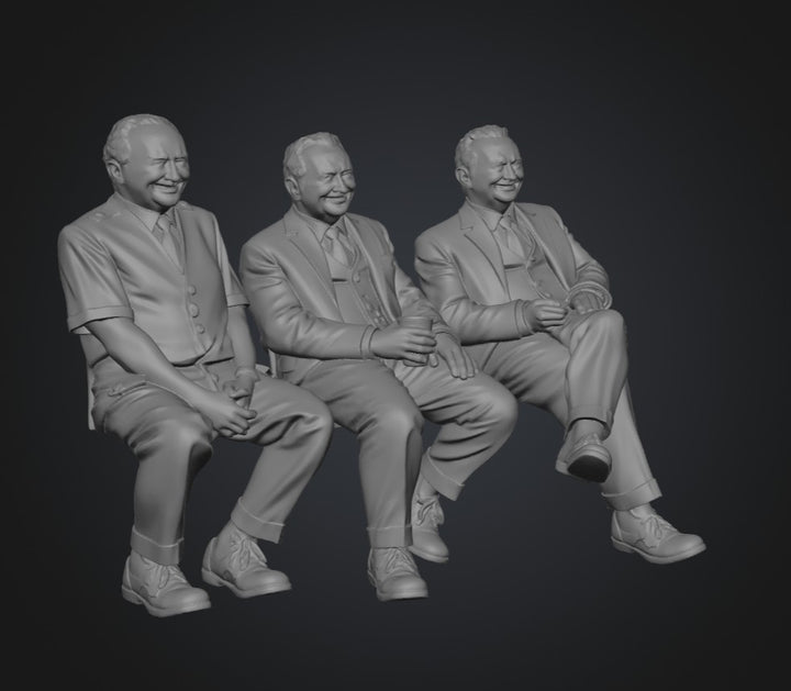 SW9284 3 Male Station Staff Sitting on a break