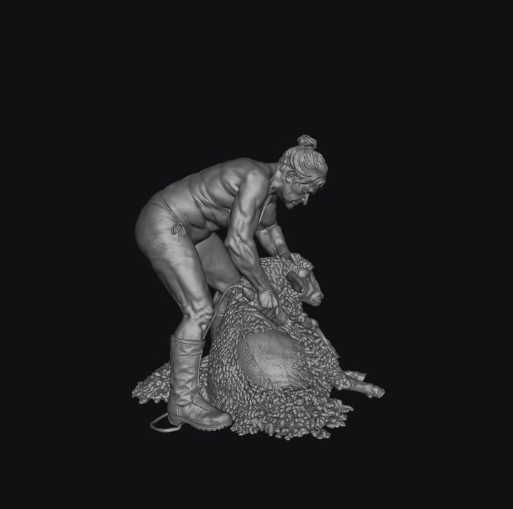 SW9504 Female Farmer wearing Bikini Sheering Sheep