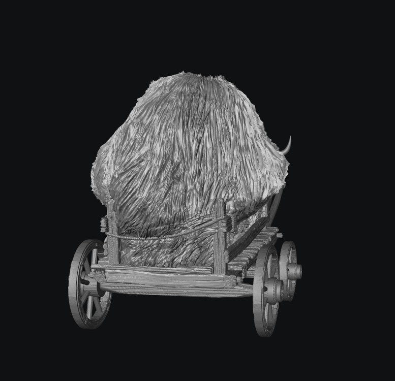 SWM200 Medieval Ox Cart With Hay and Farmer