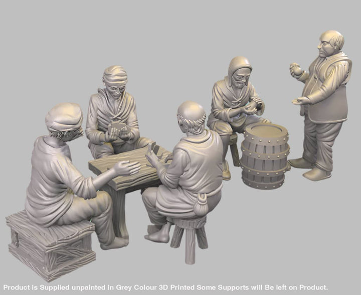 GM004 Medieval Village Scenes - Gamers/Gambling Medieval Figure