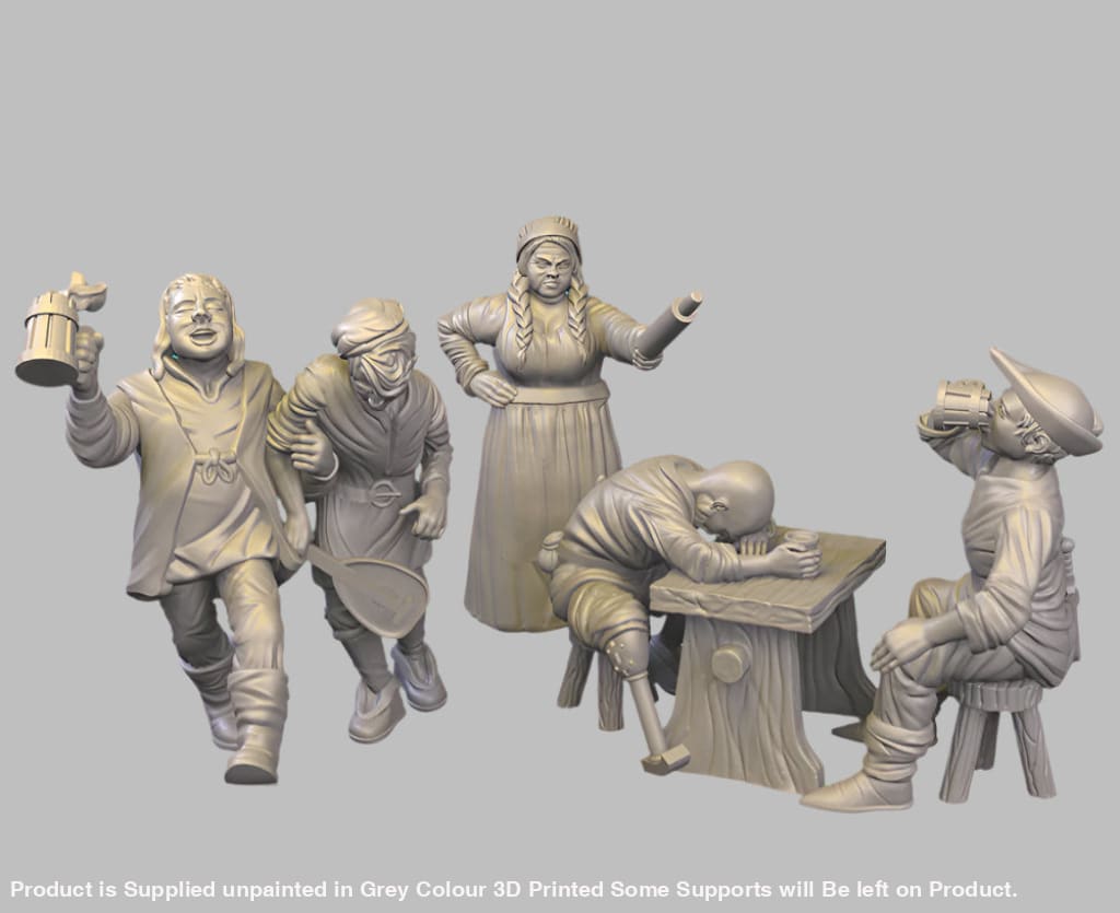 GM016 Medieval Village Scenes - Village Drinkers/Drunks Medieval Figure