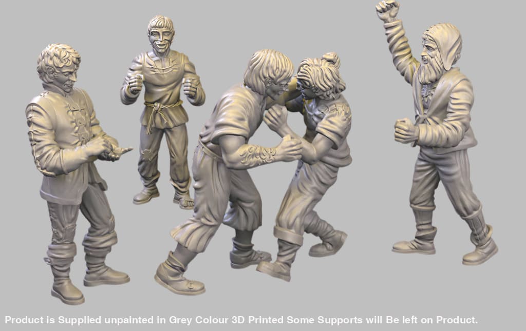 GM021 Medieval Village Scenes - Villagers Fighting Medieval Figure