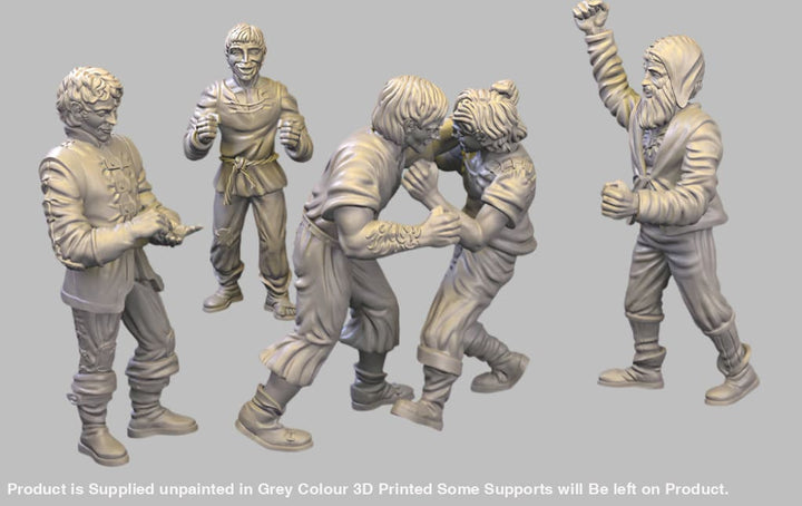 GM021 Medieval Village Scenes - Villagers Fighting Medieval Figure