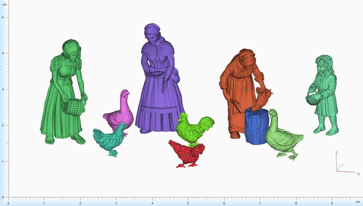 GM022 Medieval Village Scenes - Villagers feeding Chickens Medieval Figure