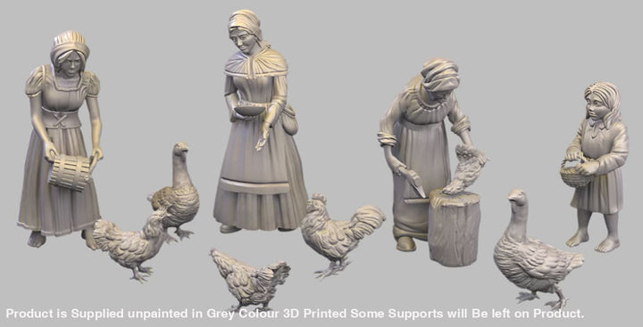 GM022 Medieval Village Scenes - Villagers feeding Chickens Medieval Figure