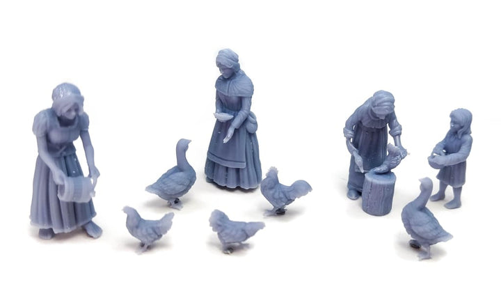 GM022 Medieval Village Scenes - Villagers feeding Chickens Medieval Figure