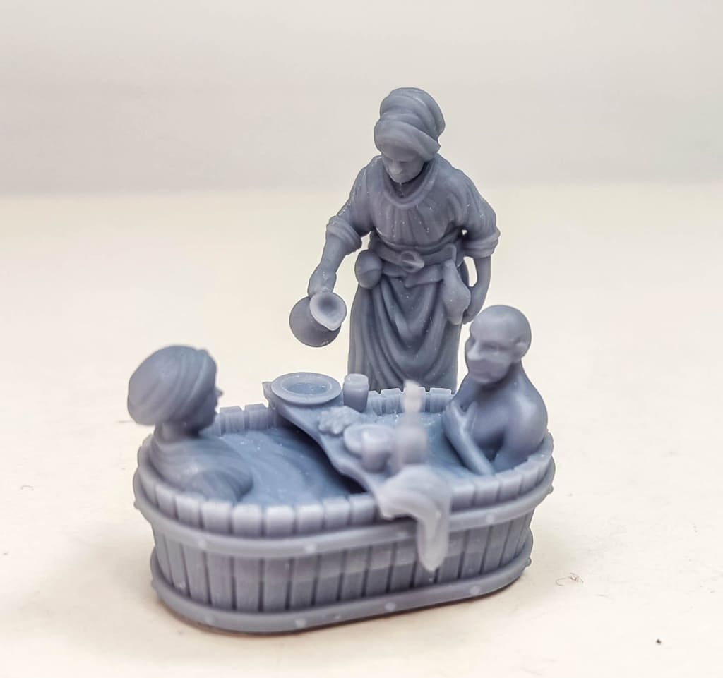 GM023 Medieval Village Scenes - Villagers Having a Rare Bath Medieval Figure