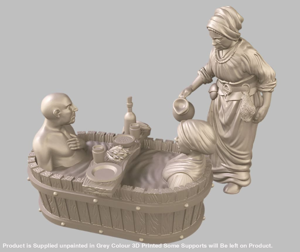 GM023 Medieval Village Scenes - Villagers Having a Rare Bath Medieval Figure