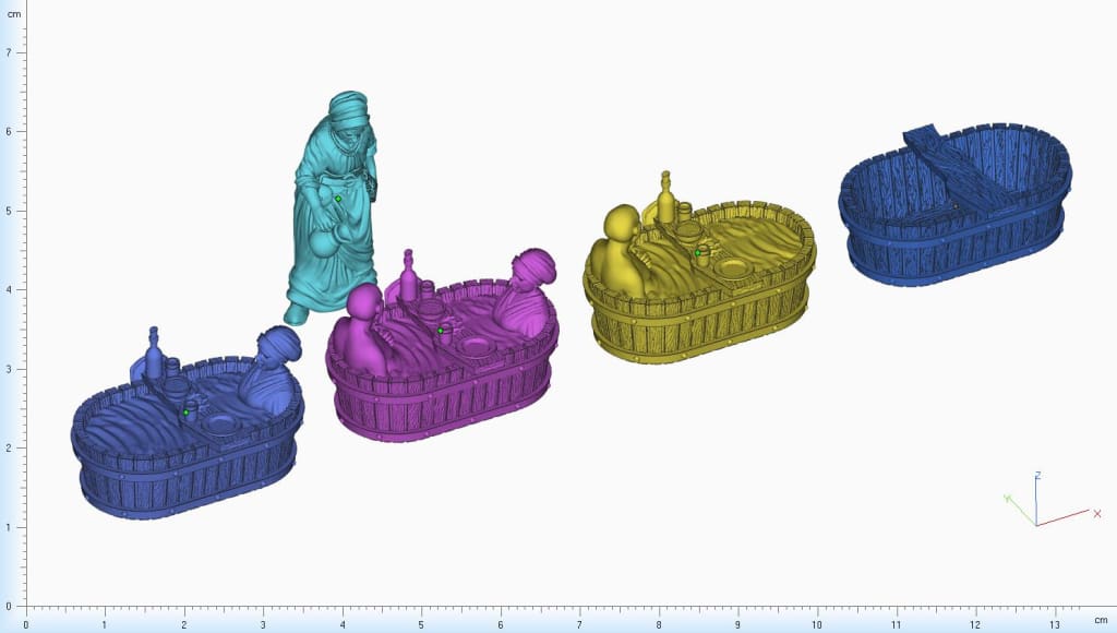 GM023 Medieval Village Scenes - Villagers Having a Rare Bath Medieval Figure