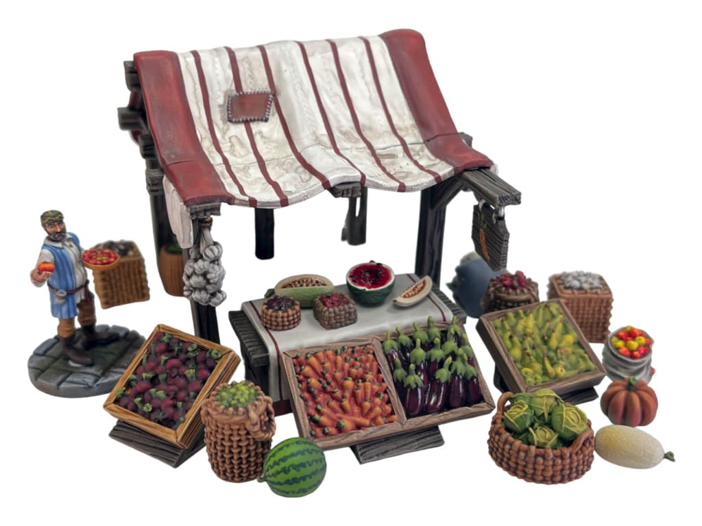 GM025 Medieval Village Scenes - Village Market Stall 1 Medieval Figure