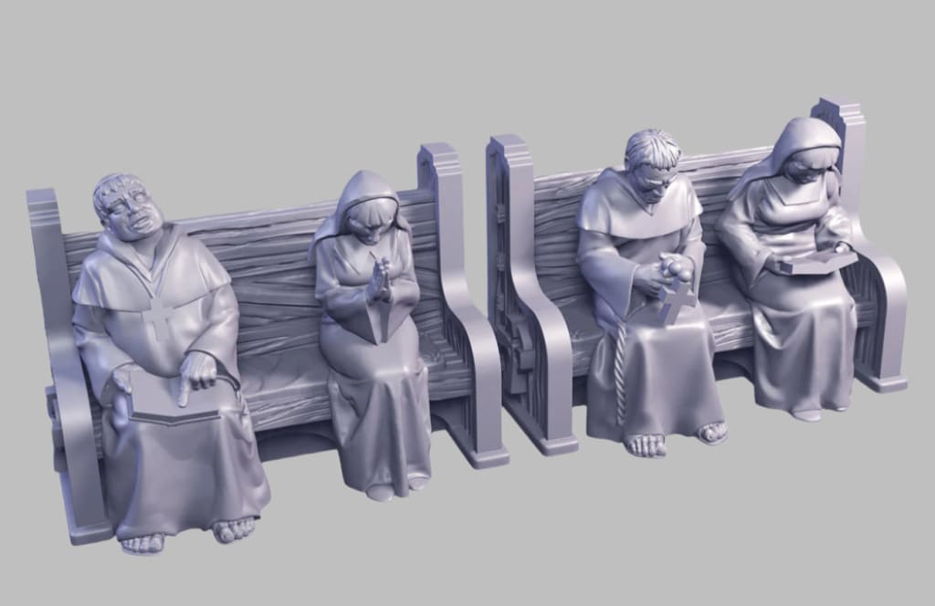 GM031 Medieval Village Scenes - Village Clergy Praying Medieval Figure