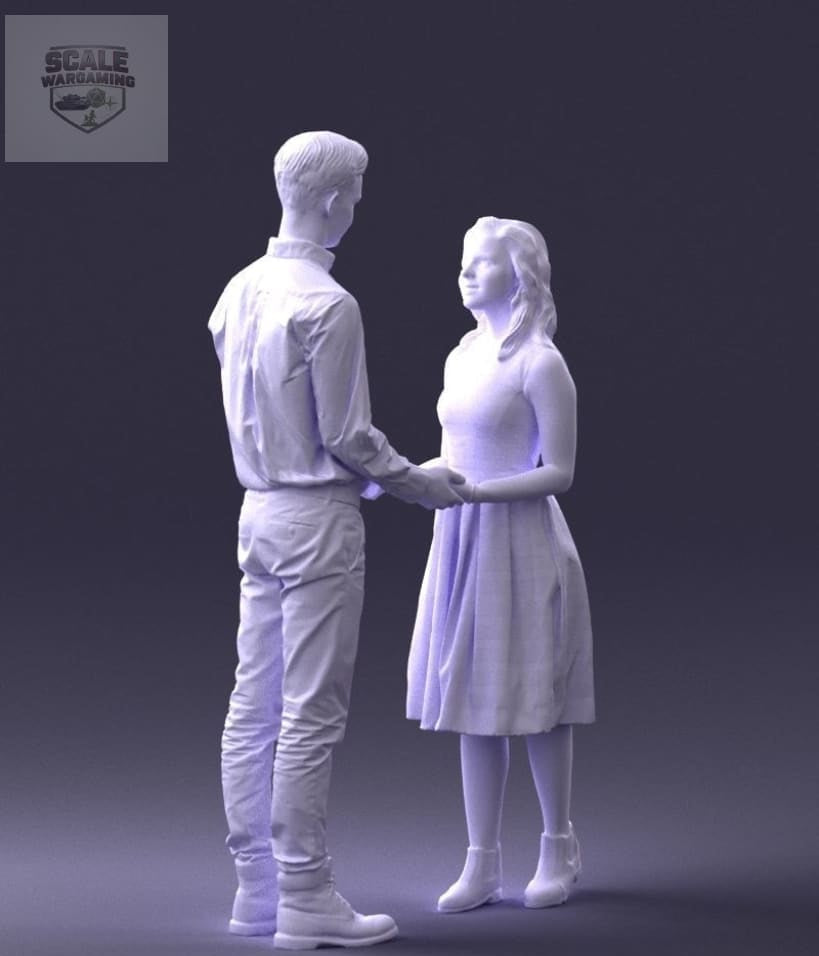 Young Couple Looking At Each Other Figure