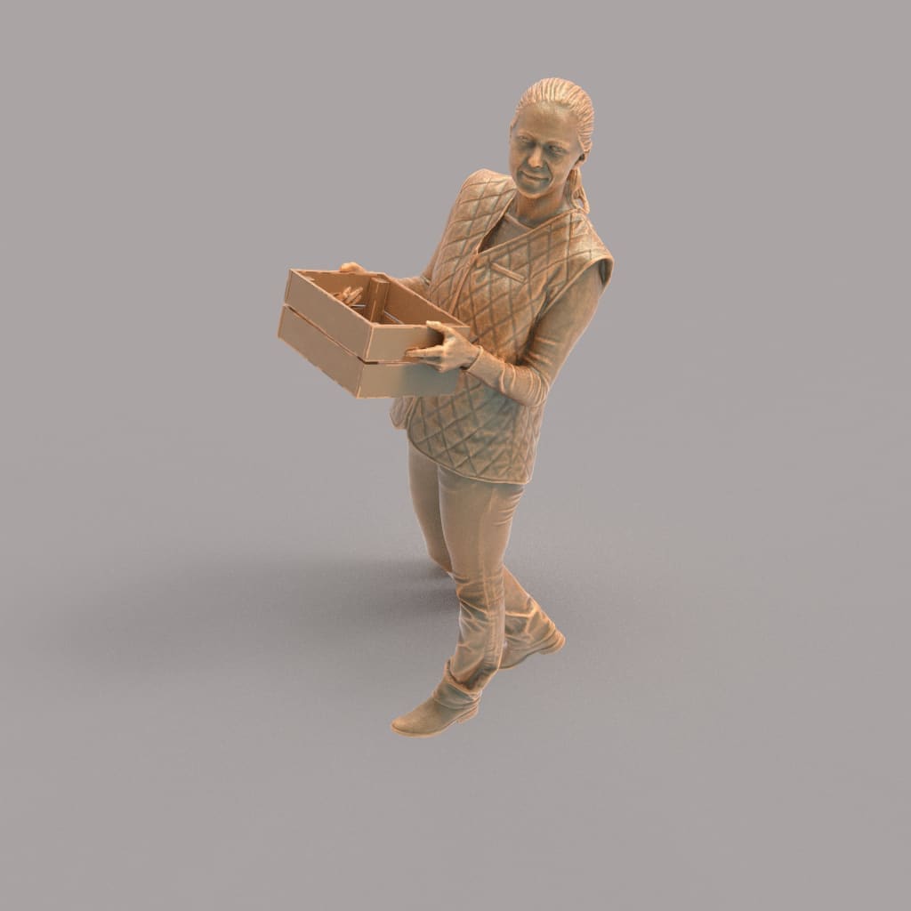 MM1036 Female Shop Keeper With Veg Box Figure