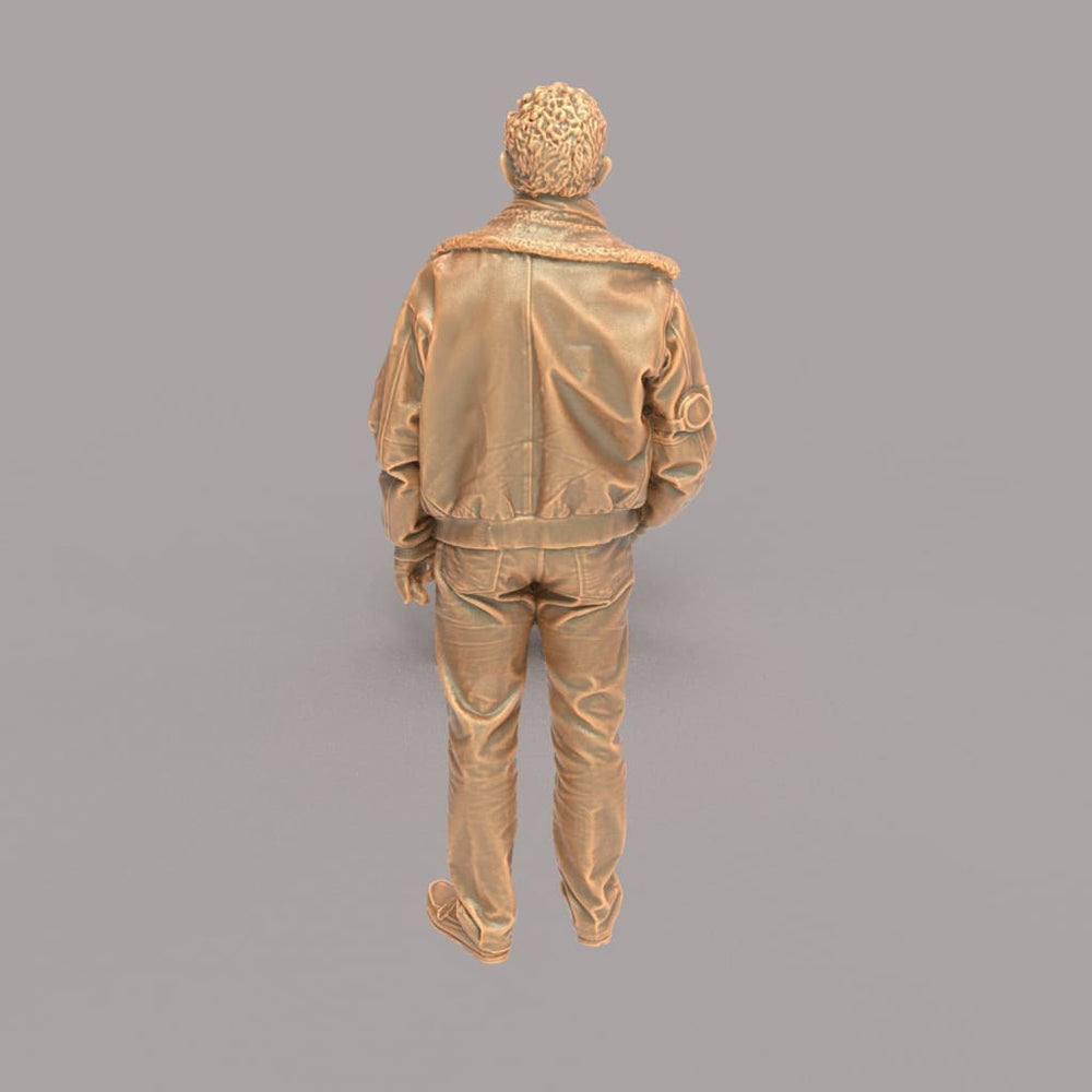 MM107 Older Male in Leather jacket and Scarf Figure