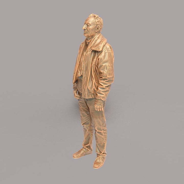 MM107 Older Male in Leather jacket and Scarf Figure