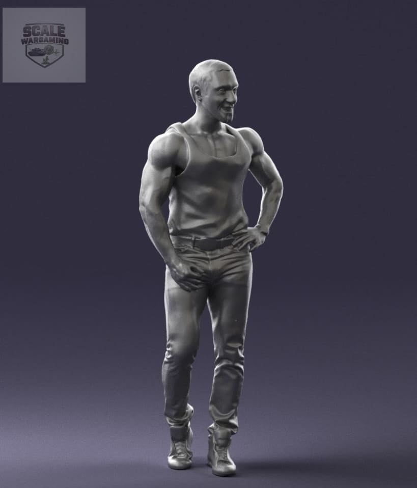 Body Builder In T-Shirt Posing Figure